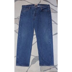 Levis 501 Original Button Fly Blue Jeans Distressed Mens 40x32 Made in Mexico